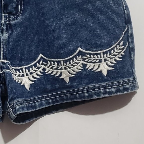 vintage jean shorts embroidered medium dark wash - Picture 3 of 7